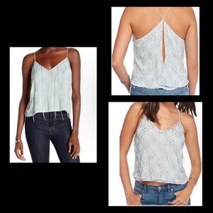 Free people gatsby tank whisper blue beaded top